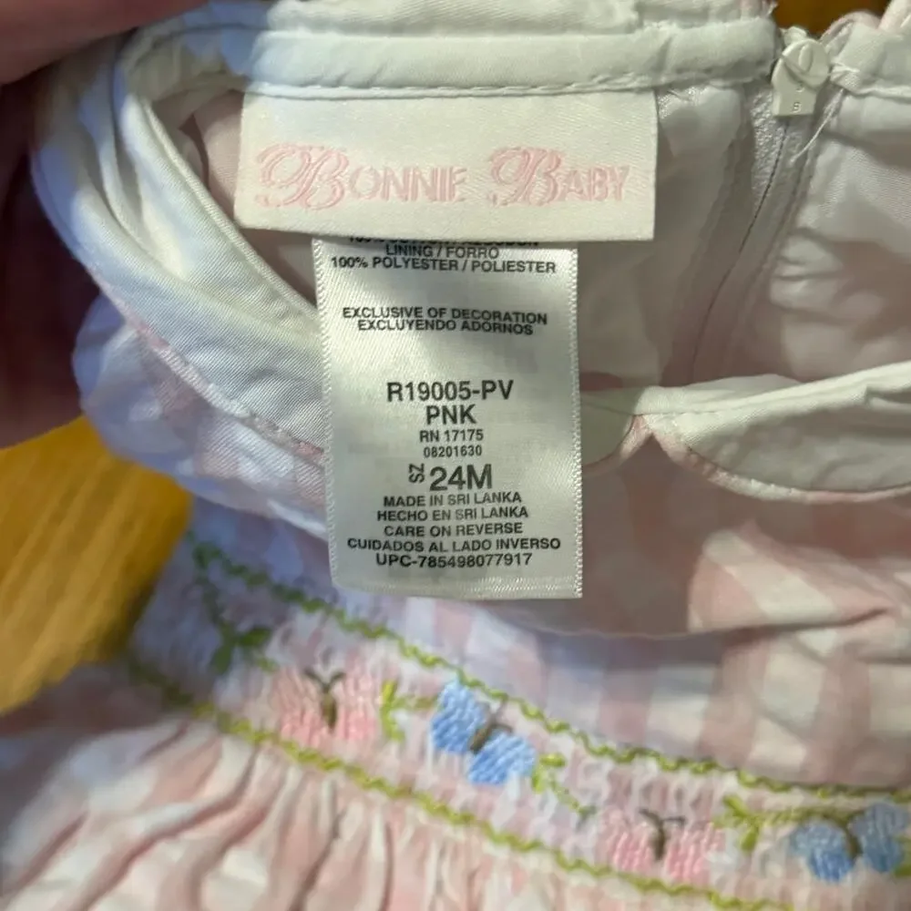 Bonnie Baby | Pink Embroidered Butterfly Dress 24 months NWT